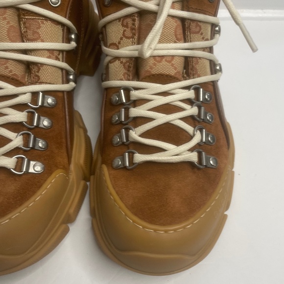 Gucci Sega Flashtrek Brick Red/Brown Leather Trim Midtop Boots Italy Sz 9 521680 - Picture 4 of 16